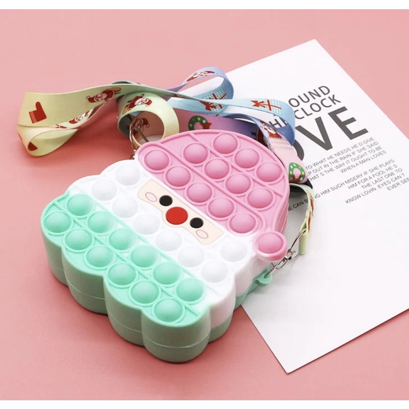 F400 Túi pop it đeo chéo Hot hit pop it dành cho bé phiên bản Noel mới nhất