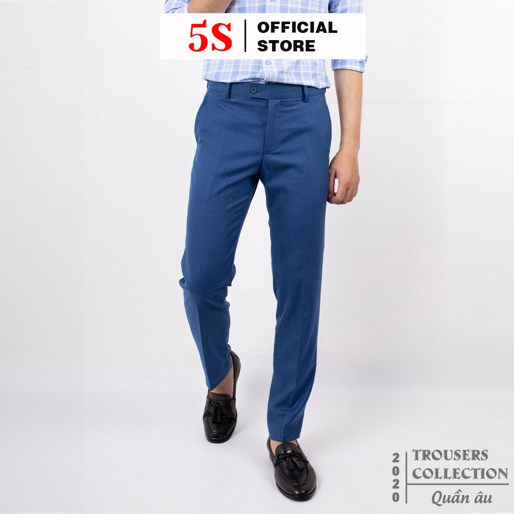 Quần Âu Nam 5S Họa Tiết Kẻ Caro Màu Xanh, Dáng Ôm Vừa, Chất Liệu Ít Nhăn, Thoáng Mát, Có Giãn Nhẹ (QAU0411S1XAH)