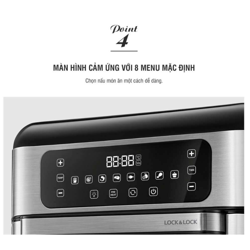 [BH 12 Tháng] Lò Nướng Chân Không Điện Tử Lock&amp;Lock  All-in-one Air Fryer Oven - EJF291BLK [10L] - Màu Đen