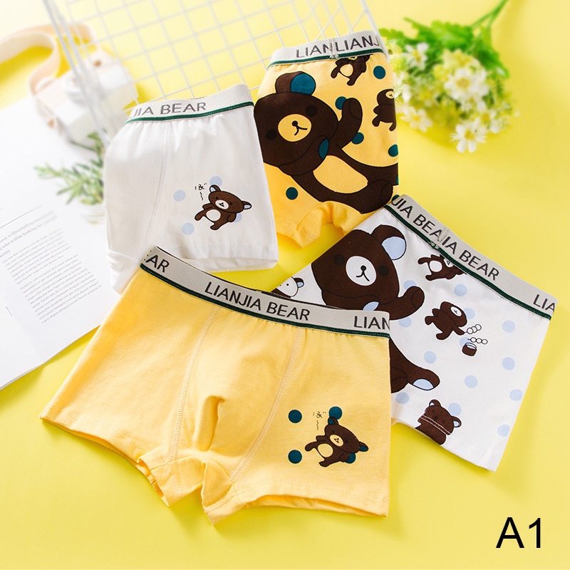 Set 4 quần lót boxer in hình hoạt hình cho bé trai