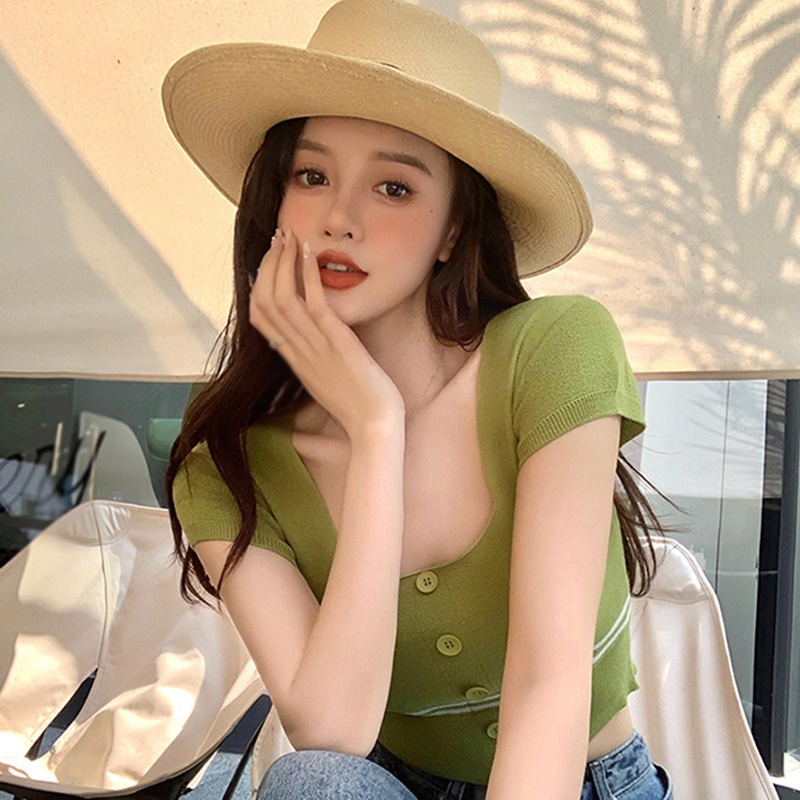 Áo Thun Tay Ngắn Họa Tiết Sọc Ngang Thời Trang Dành Cho Nữ