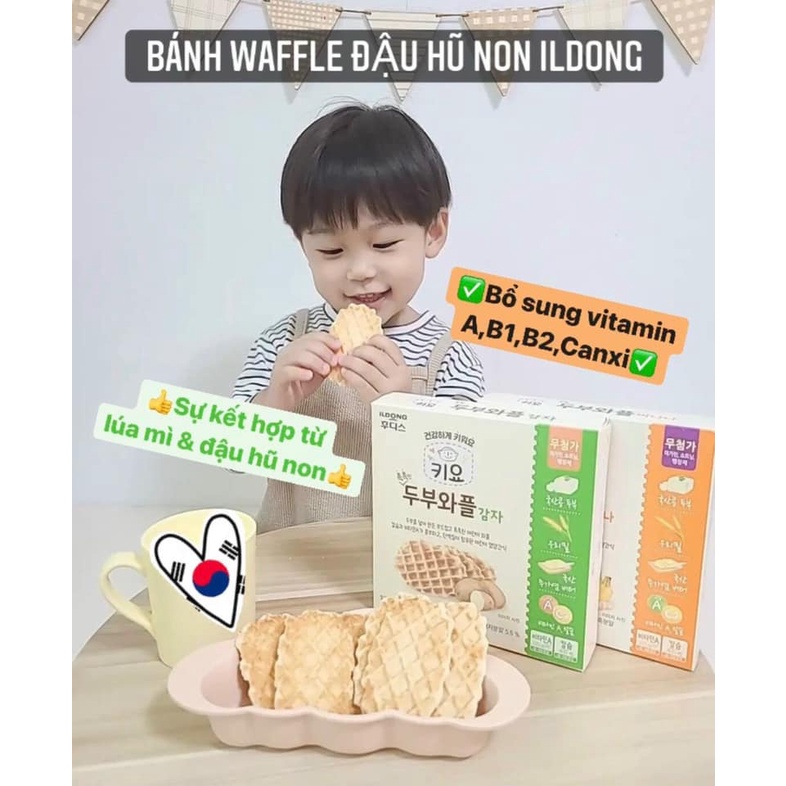 Bánh Quế Waffle Đậu Hũ Non Ildong Hàn Quốc Bánh Ăn Dặm Cho Bé 7 Tháng Tuổi Vị Chuối Khoai Tây