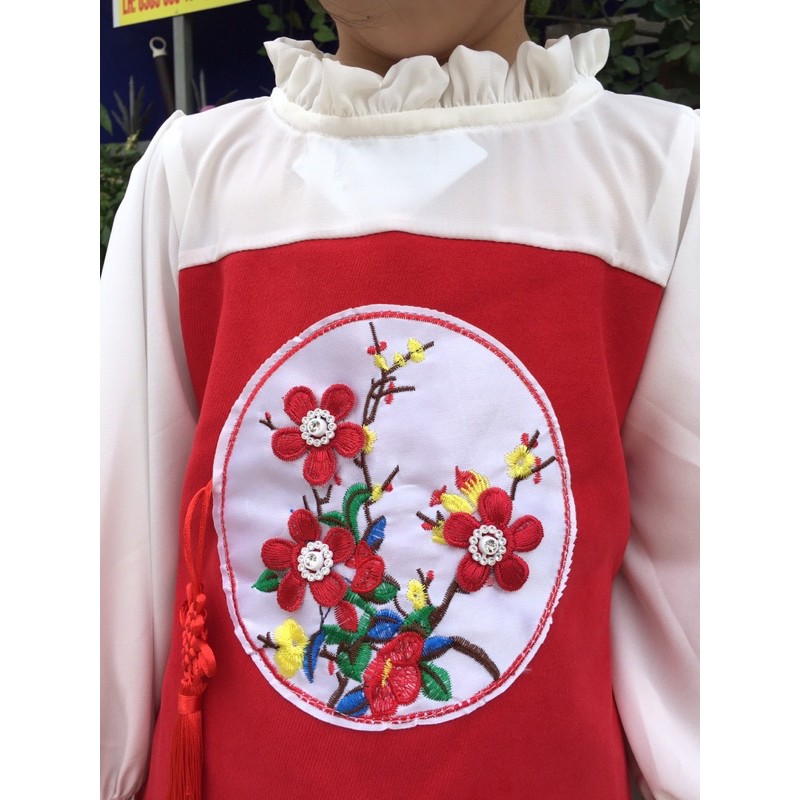 Set Áo dài cách tân hoa mai cho bé gái từ 8-22kg