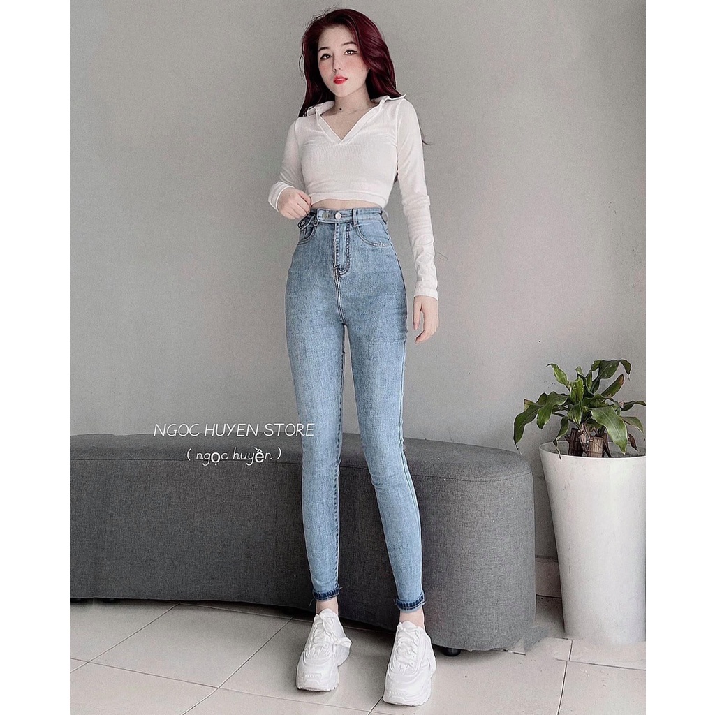 Quần jaen cạp cao  FREE SHIP  Quần jaen cạp cao co giãn ,tôn dáng , hàng siêu đẹp