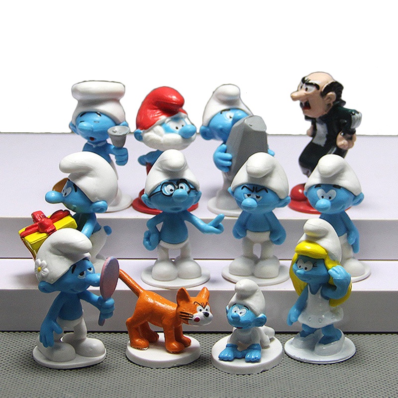 Set 12 Mô Hình Nhân Vật Hoạt Hình Trang Trí Smurfette Smurfs ardgamel Azrael Cat Toys