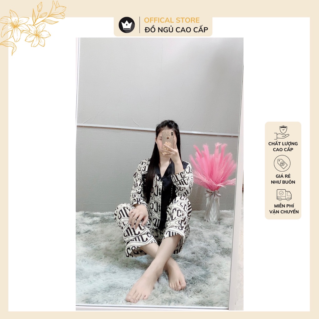 Bộ lụa Satin Dài tay họa tiết cao cấp,thiết kế lịch sự,sang chảnh | BigBuy360 - bigbuy360.vn