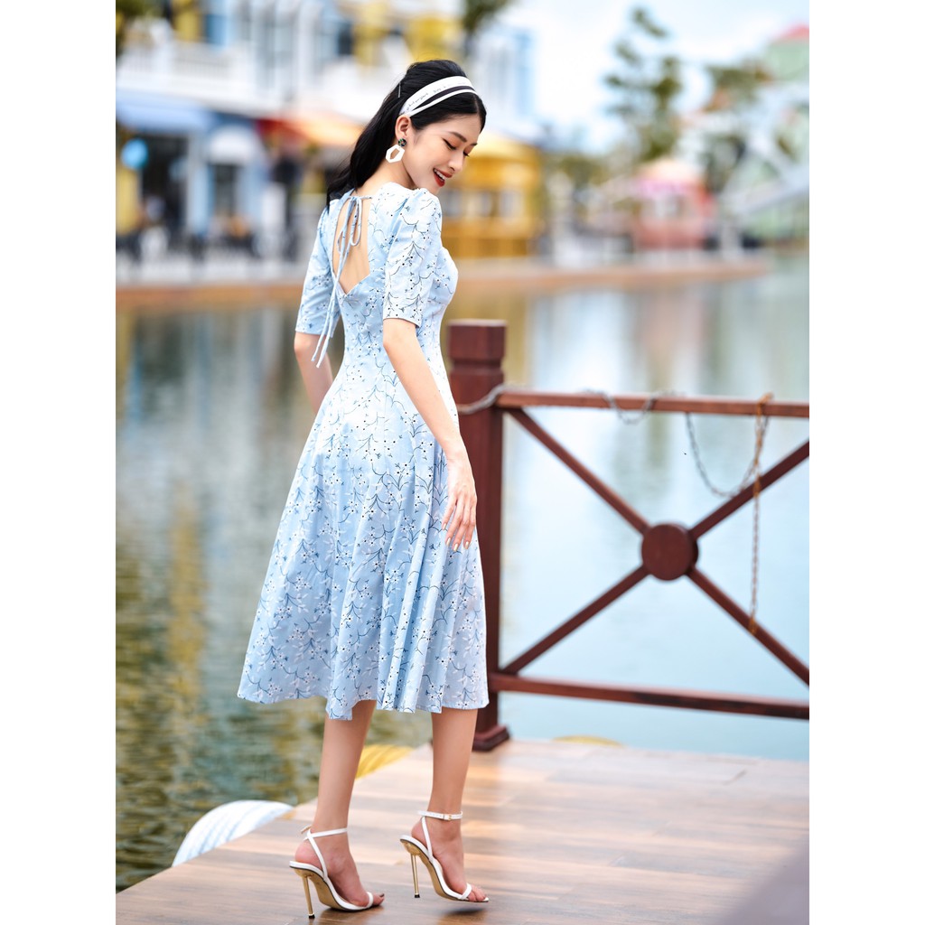 [Mã SKAMSALEP6 giảm 10% tối đa 100K đơn 150K] SÒ VINTAGE - AMORY Đầm hoa xòe tay phồng | BigBuy360 - bigbuy360.vn