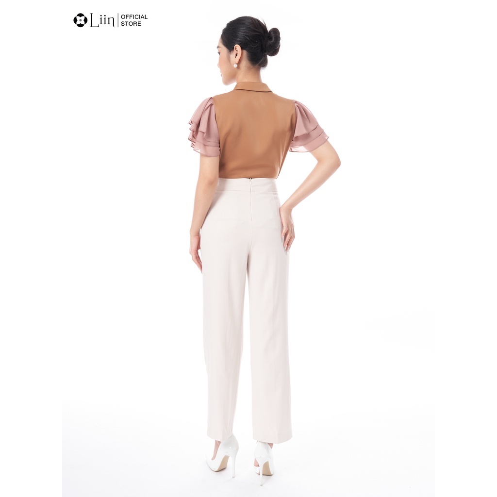 Áo sơ mi linbi chất vải lụa màu nâu thiết kế tay bèo kiểu dáng trẻ trung, dễ mix đồ liin clothing SM4351