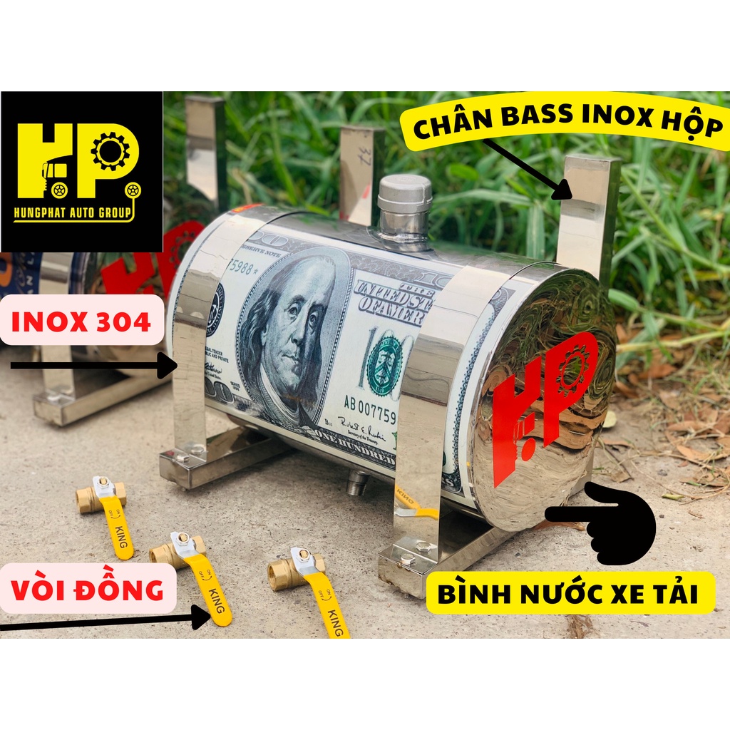 Bình Nước xe tải rửa mặt Inox 20L,30,40.... Dành Cho Xe Tải VÒI ĐỒNG, DÀY DẶN CHẮC CHẮN