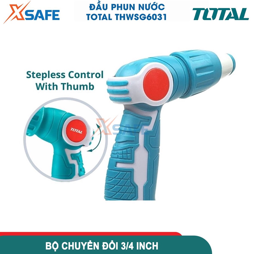 Vòi phun nước đa năng TOTAL THWSG6031 Vòi xịt tưới cây chỉnh 3 hướng, kiểu phun chỉnh dạng sương nhỏ thành luồng mạnh