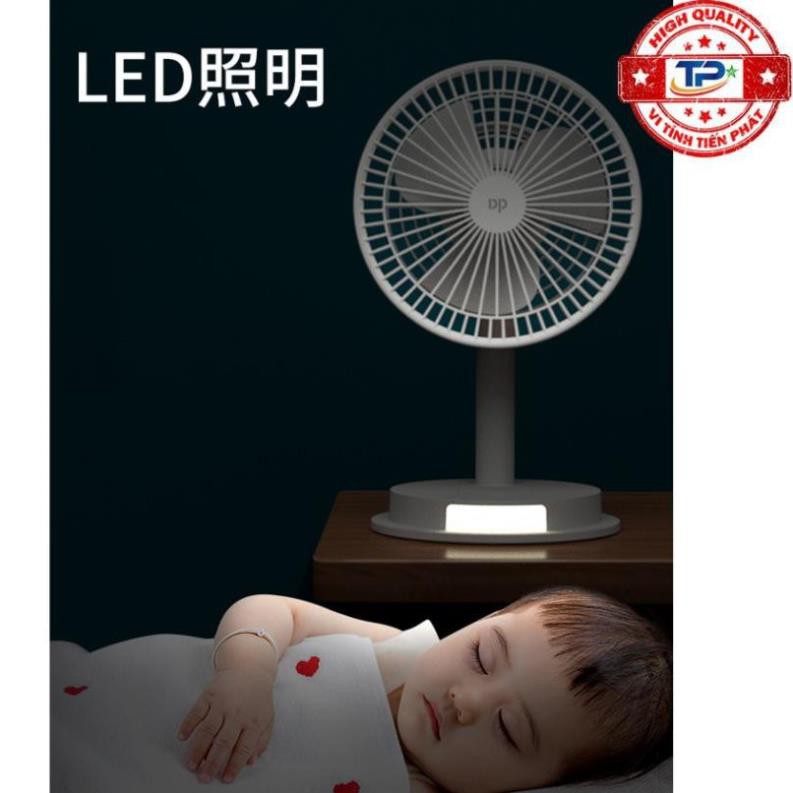 Quạt sạc tích điện DP DP-7627 / DP-1434 tích hợp đèn LED chiếu sáng - loại quạt lớn gió rất mạnh (xanh)