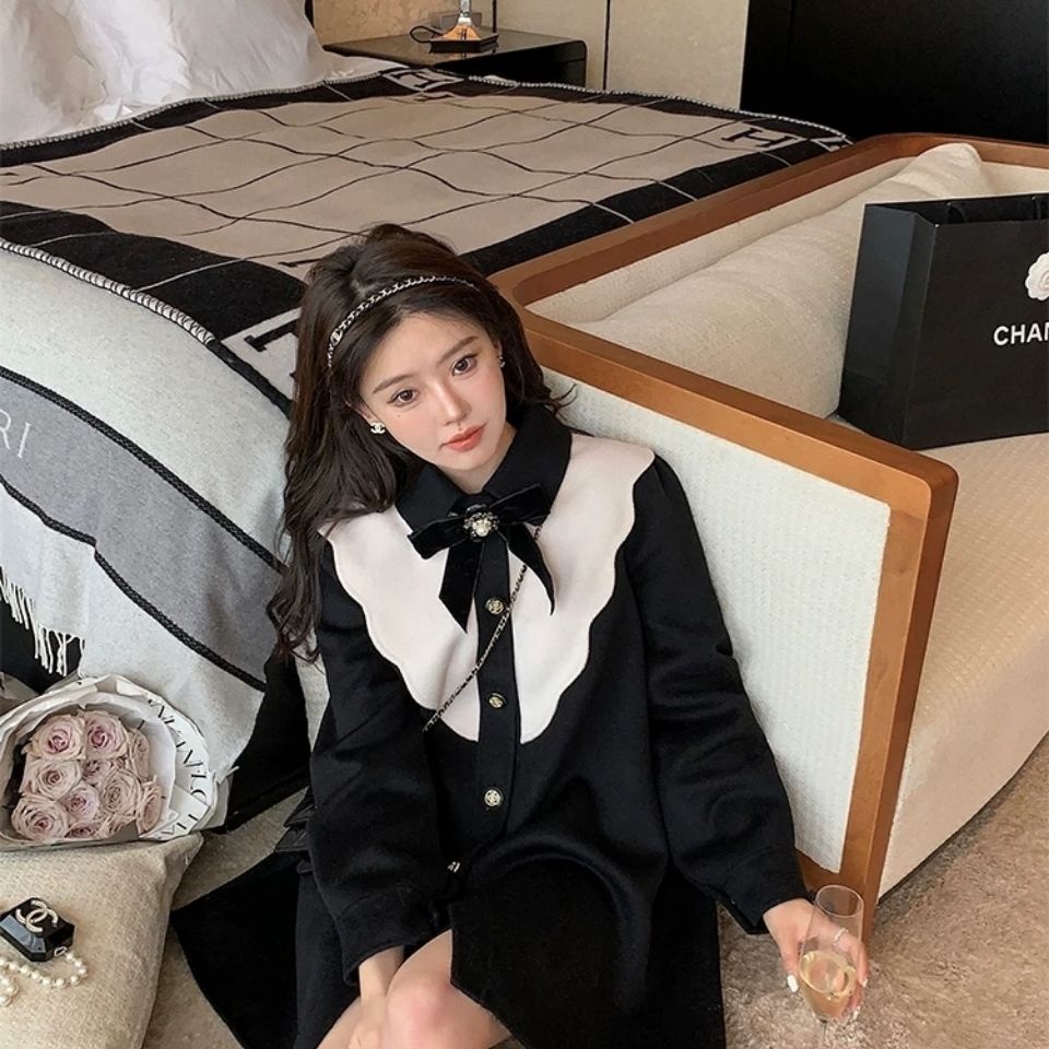 Áo khoác vải tweed hai mặt màu nâu/đen phong cách vintage Pháp cao cấp cho nữ | BigBuy360 - bigbuy360.vn