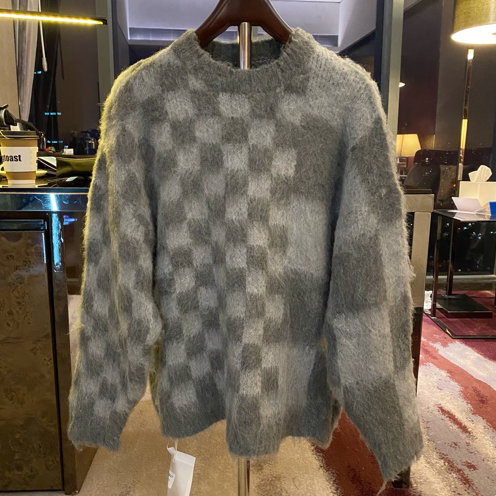 Áo sweater dáng rộng họa tiết kẻ sọc phong cách retro Nhật Bản thời trang thu đông cho nam