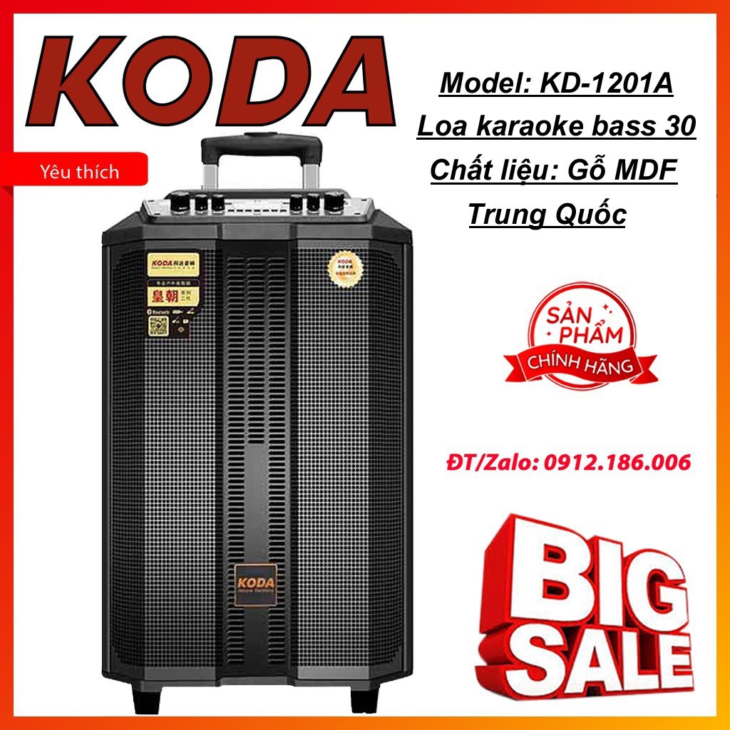 Loa kéo Koda KD-1201A, loa hát karaoke gia đình, bass 30 chính hãng