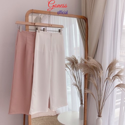 Quần suông ống rộng Goness lưng cao vải cao cấp culottes nữ mặc kéo dài chân - Q01