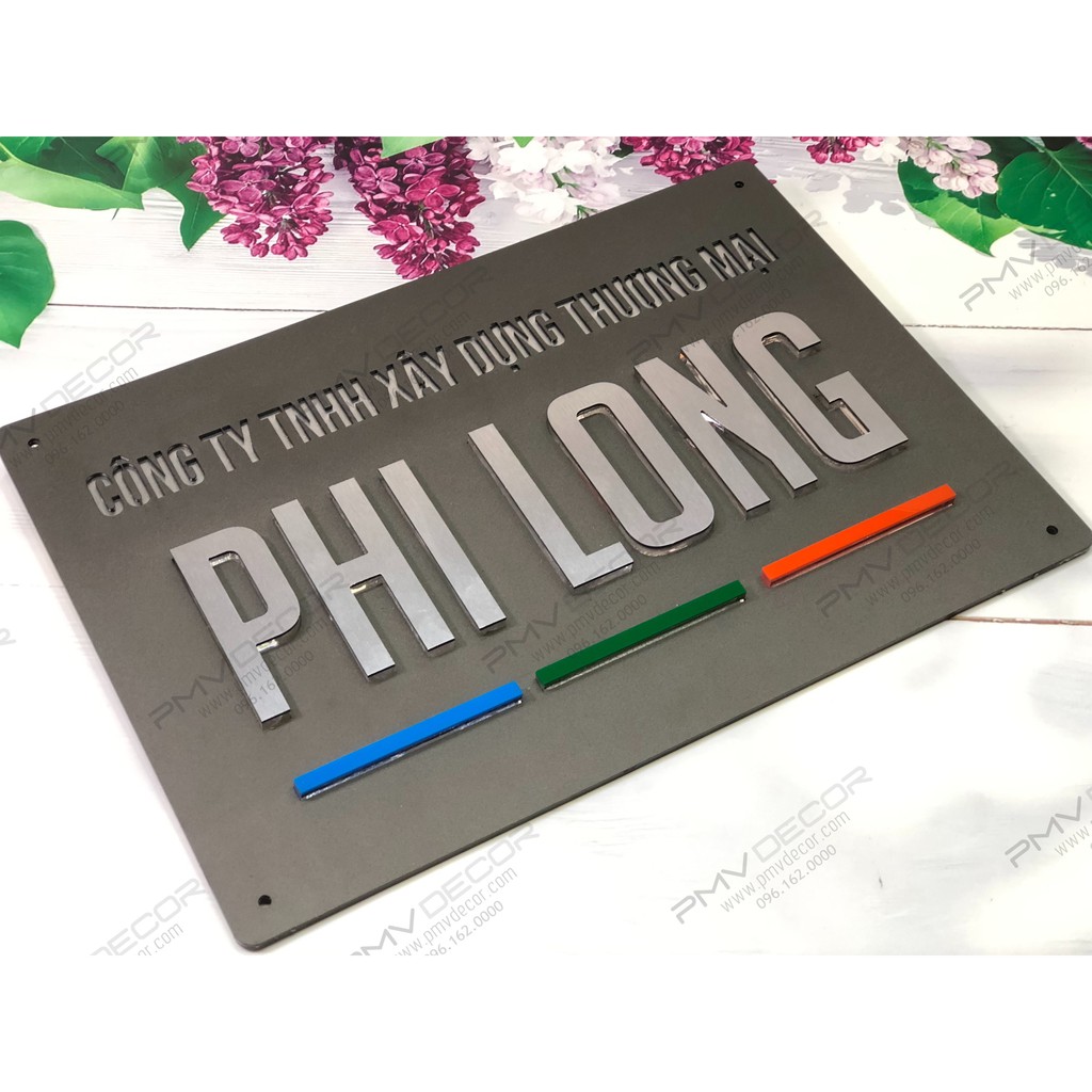 BẢNG, BIỂN TÊN CÔNG TY. Size 50*35cm Alcoest kết hợp Mica, chi tiết dán nổi đế mica trong 1cm, BCT-PMV116