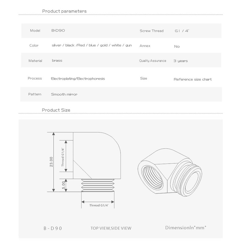 Bykski B-D90 G1 / 4 Nam sang nữ Phù hợp khuỷu tay 90 độ