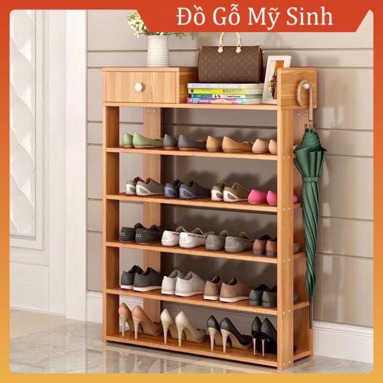 Kệ giày gỗ 5 tầng gỗ MDF kệ đa năng để dép nón mũ bảo hiểm góc nhà, Đồ gỗ nội thất Mỹ Sinh cao cấp gia đình