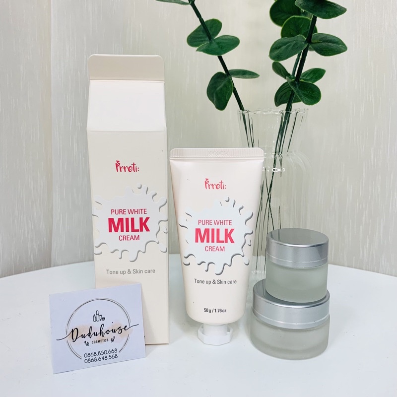 Kem dưỡng trắng nâng tone 2in1 Prreti Pure White Milk Cream 50g