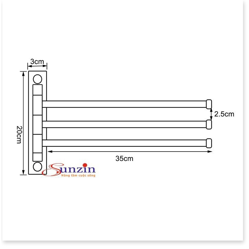 Vắt khăn 3 chạc Sunzin, chất liệu inox 304