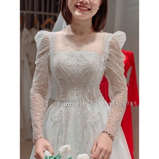 Váy cưới tùng mềm tay bồng