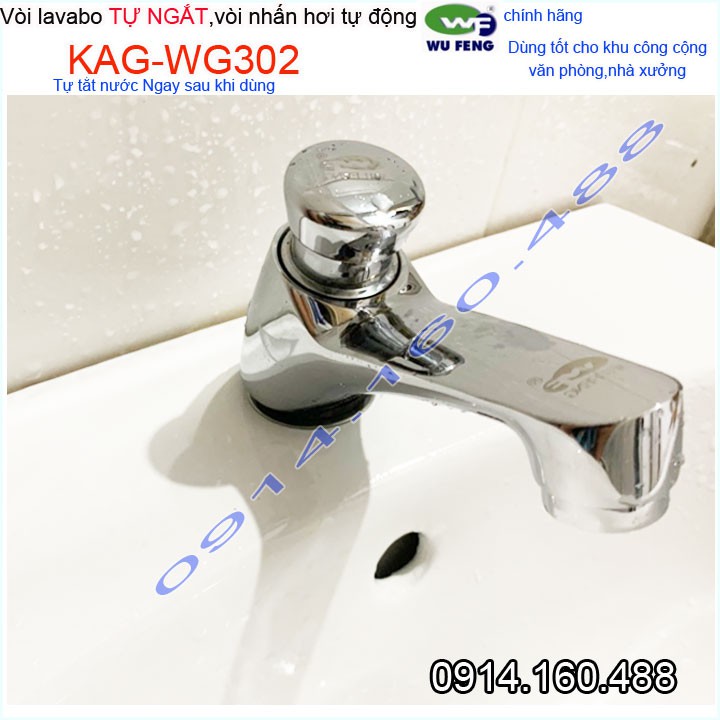 Vòi lavabo nhấn tự ngắt nước Wufeng KAG-WG302, vòi bán tự động ngắt nước tiết kiệm nước sử dụng tốt hiệu suất tốt