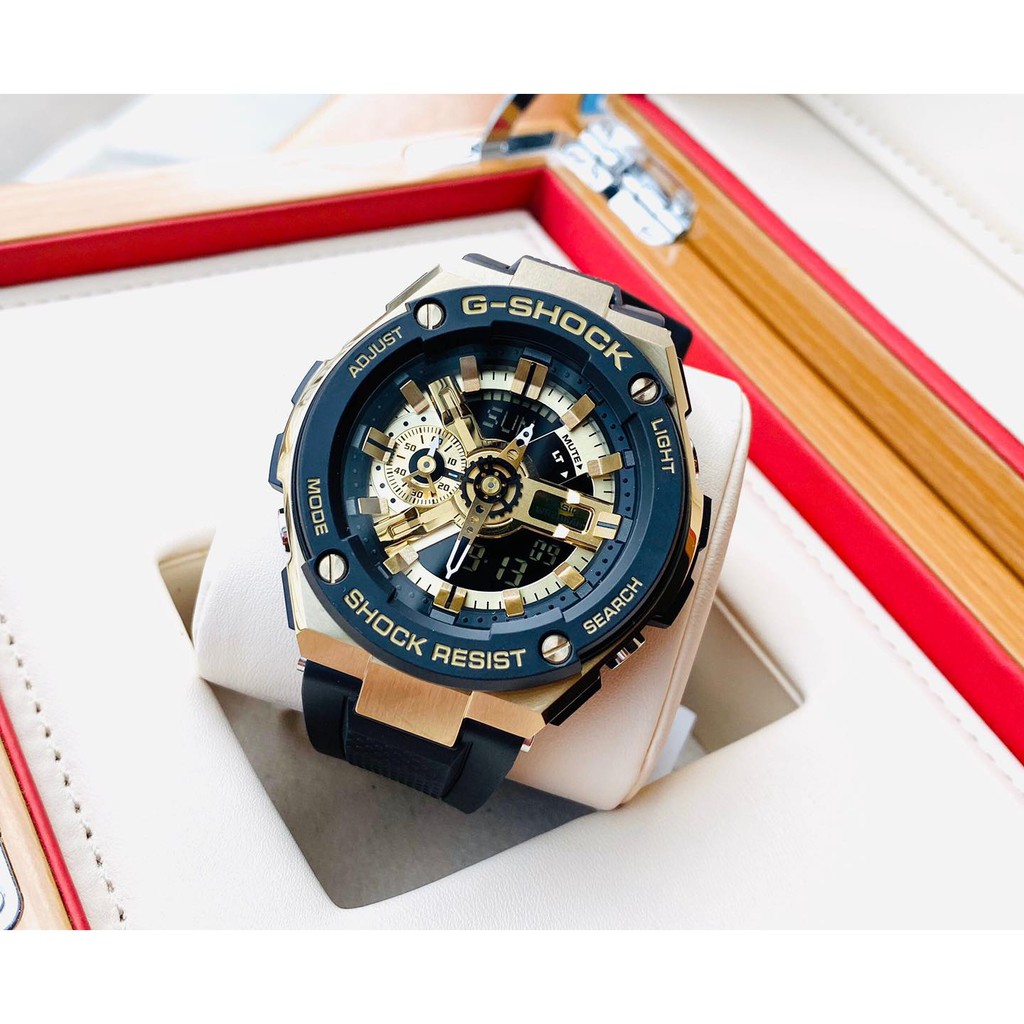 Đồng Hồ đôi Casio Baby G MSG-400G-1A2DR và G-shock GST-400G-1A9DR kính cường lực chố