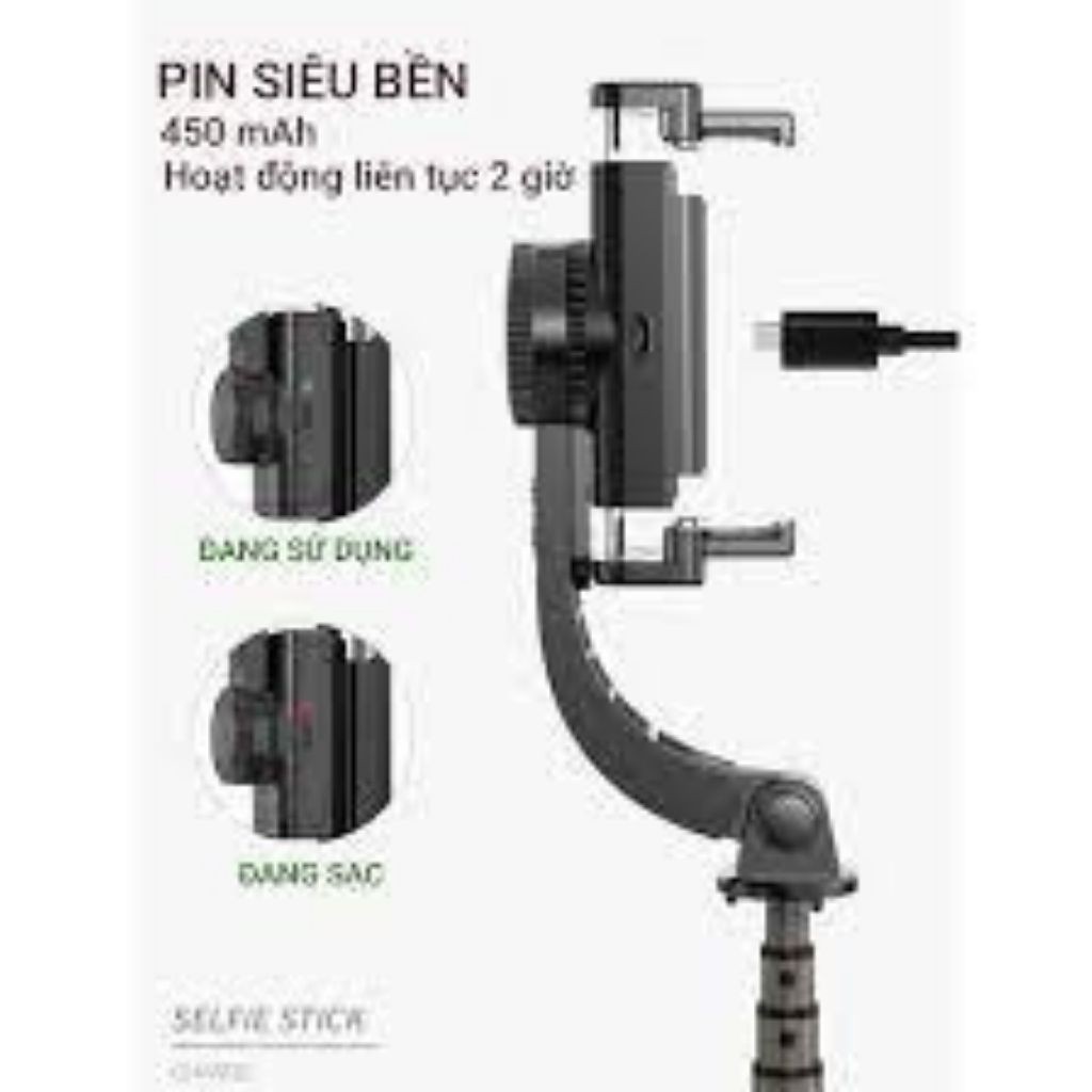 Gậy chụp hình Selfie  CAO CẤP  Gậy Chống Rung Gimbal Stabilizer L08 - Có 3 Chân Đỡ - Nút Bấm Bluetooh Hàng Cao Cấp