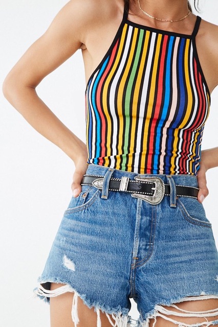 Áo croptop kẻ sọc Multicolor Striped Cami F21 xuất khẩu dư xịn