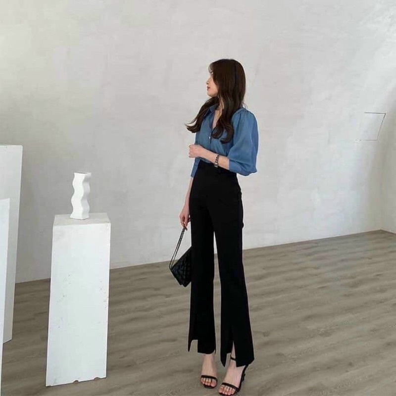 quần tây loe xẻ lai