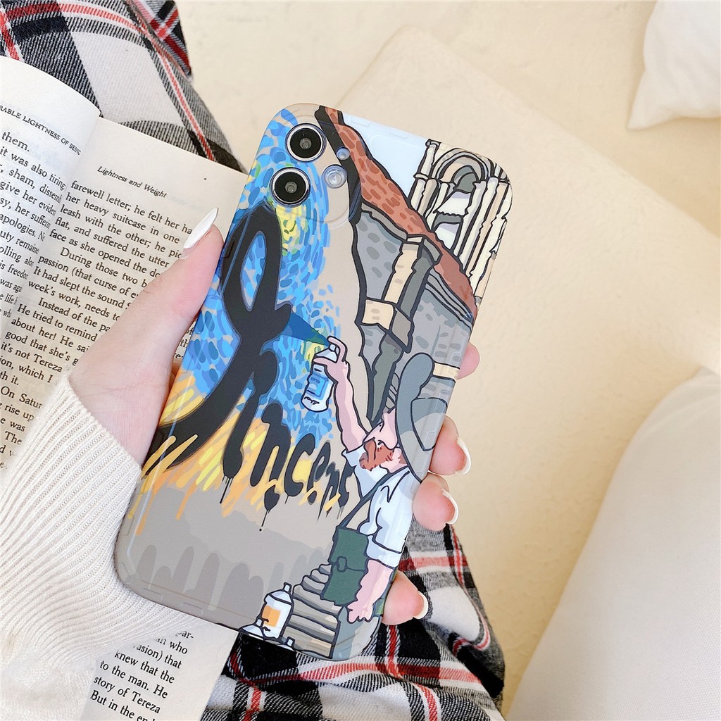 Ốp điện thoại nhựa mềm hoạ tiết chữ nghệ thuật Graffiti cho iPhone13 12 mini 11 PRO MAX 7/8plus SE2020 X/XS XR XSMAX