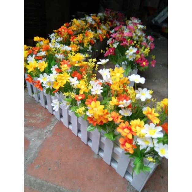 hoa giả - hàng rào hoa cúc nhí giả dài 50cm