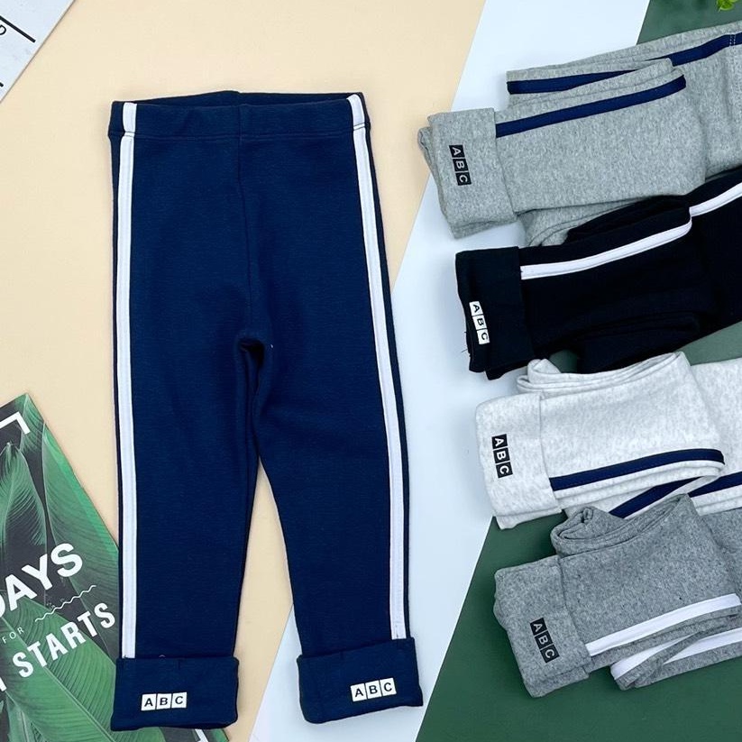 Quần legging cho bé gái LITIBABY, thiết kế gập gấu, in chữ abc, chất dầy dặn, ấm size nhí 1/8T