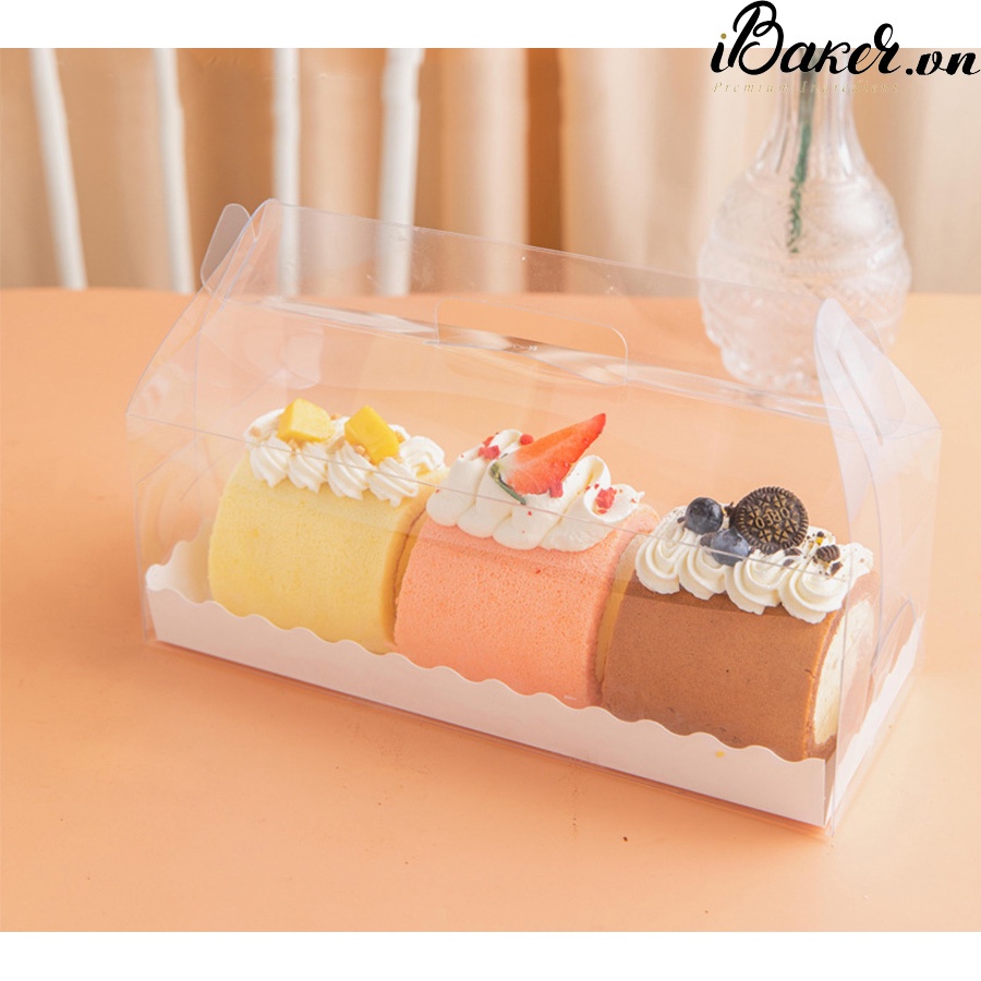 Hộp bánh cuộn mica trong - size lớn 27.5x11.5x10