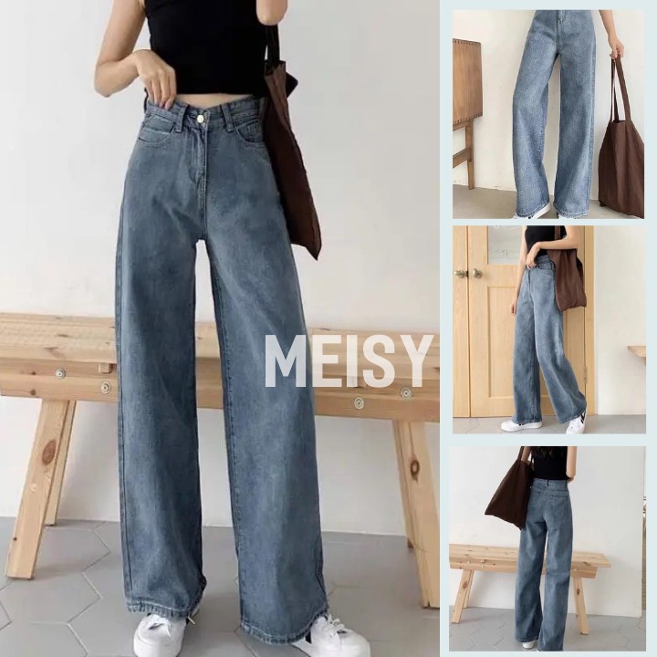 Quần jeans ống rộng phong cách basic Hàn Quốc ( Meisy) | BigBuy360 - bigbuy360.vn