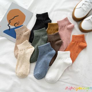 Vớ Cotton Cổ Thấp Màu Sắc Đơn Giản Phong Cách Nhật Bản Cho Nữ