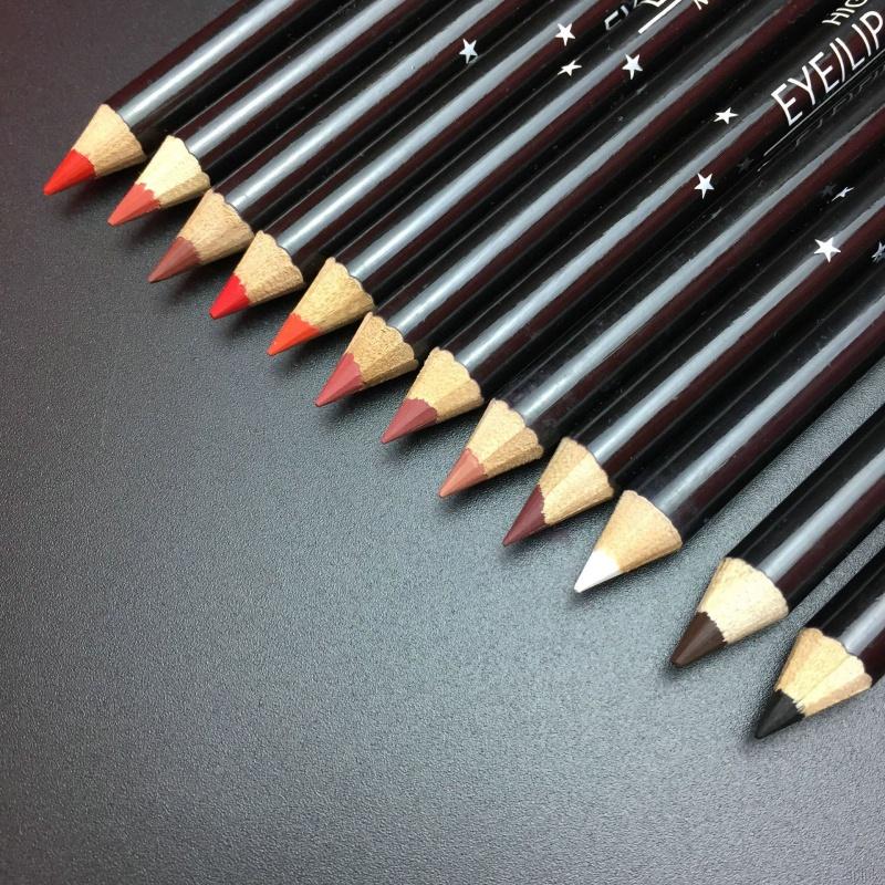 Bộ 12 chì kẻ môi kẻ mắt trang điểm chống thấm nước lâu trôi không lem