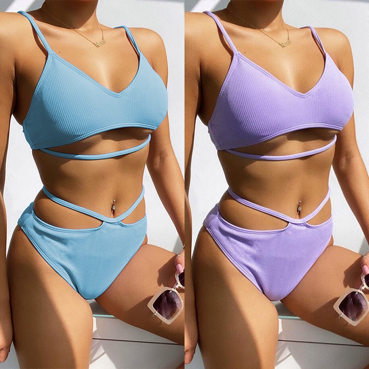 Bikini Chất Polyester Phối Dây Màu Tím / Xanh Dương | BigBuy360 - bigbuy360.vn
