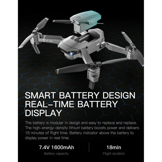 Flycam sg907 camera 4k xoay 90 độ có GPS bay 500m tự bay về & Wifi 5Ghz pin nâng cấp 1600mah