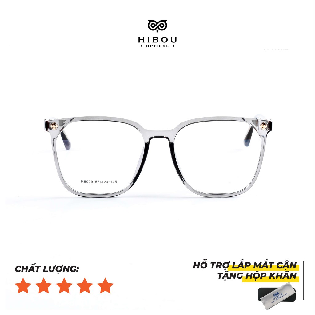 Gọng kính cận nam nữ to bản nhựa dẻo K8009 Hibou Optical - Lắp mắt cận loạn viễn