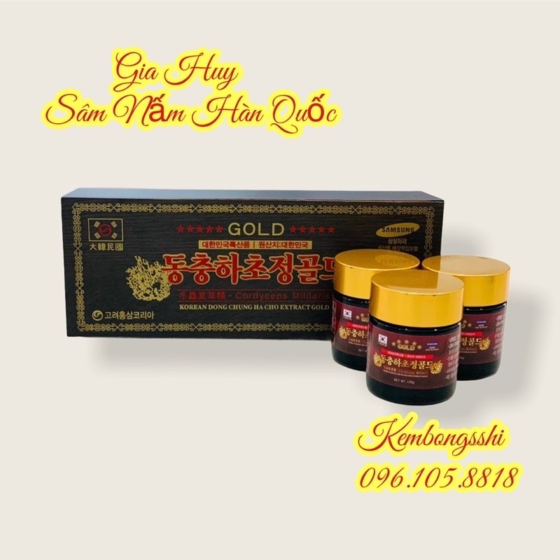 Cao Đông Trùng Hạ Thảo GOLD Hộp Gỗ Đen 3 lọ Hàn Quốc