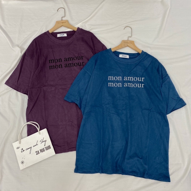 Áo Thun Mon Amour AH74 Mác 3158 Form To Rộng Unisex Hàng Quảng Châu Loại 1