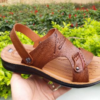 Dép xăng đan da đế cao 4cm