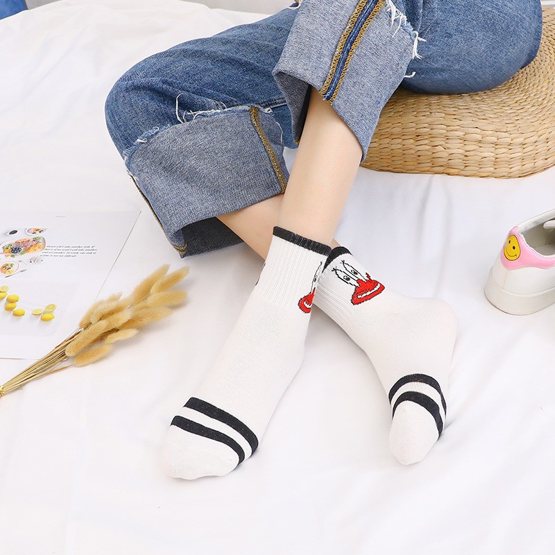 Set 5 đôi tất hoạt hình Mivino cổ cao nam nữ cute TN27