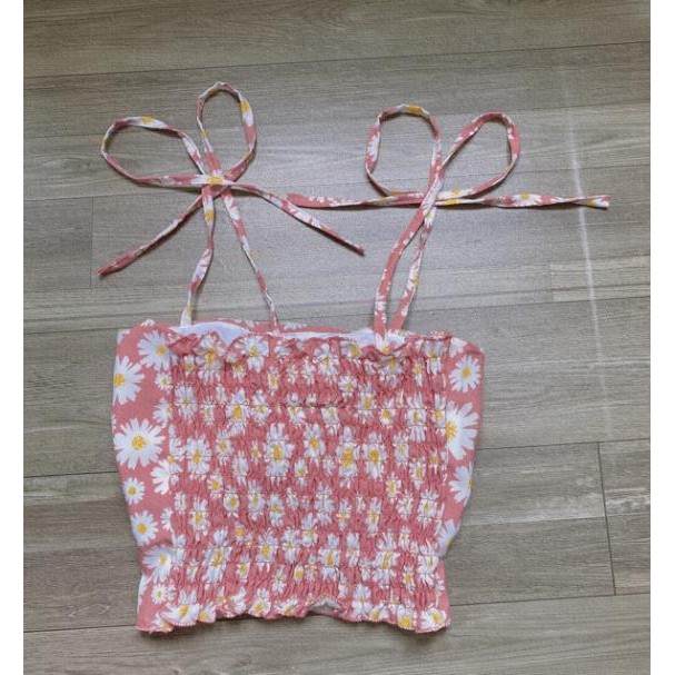 Áo Croptop 2 Dây Hoa Cúc Buộc Nơ Nữ Màu Trắng Đen Xanh Hồng DRACR29 Mys hitshop | BigBuy360 - bigbuy360.vn