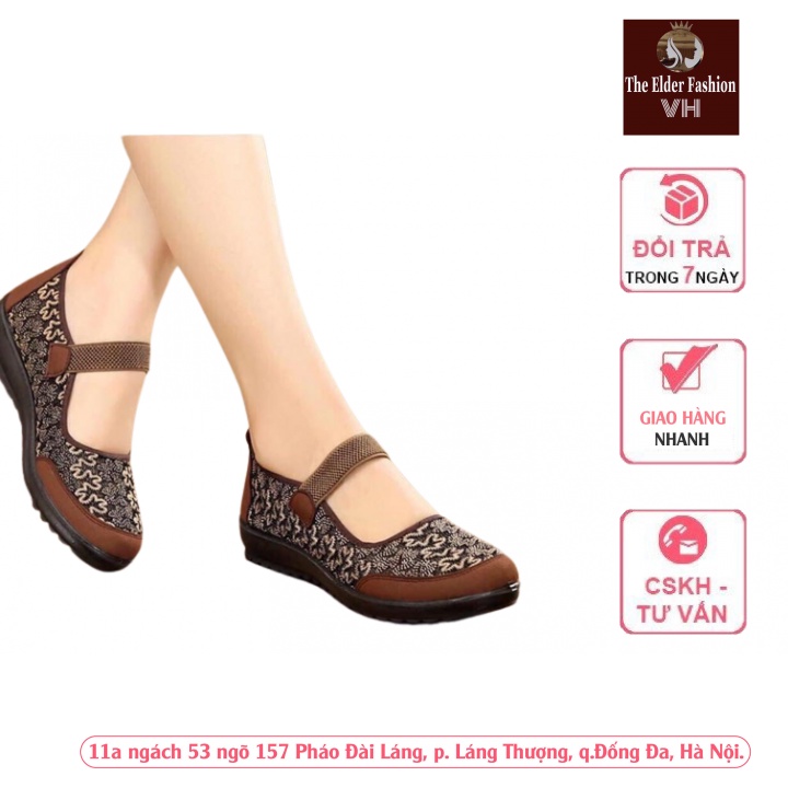 Giày Búp Bê Vải Mềm Thời Trang Cho Phụ Nữ Trung Niên 60-70 Tuổi