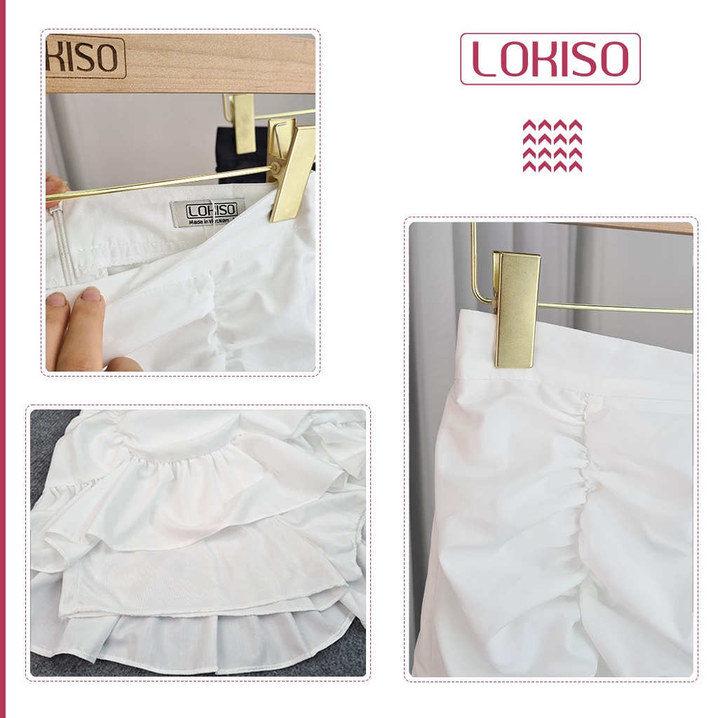 Chân váy công sở chữ a xếp ly ngắn lưng cao LOKISO CV15