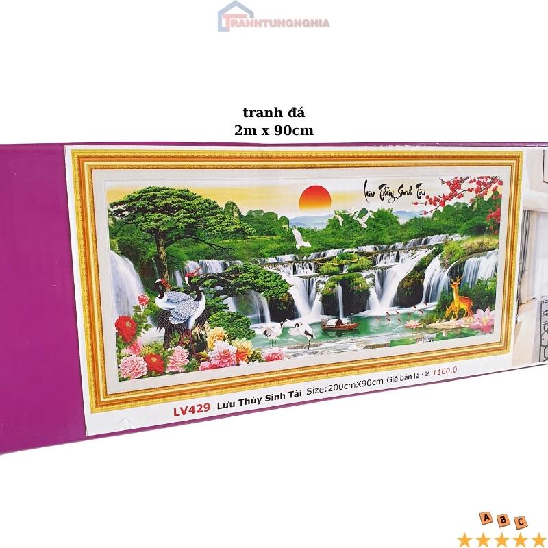 Tranh đính đá, tranh thêu chữ thập phong cảnh lưu thủy sinh tài tuyệt đẹp LV427 LV428 LV429 LV3315 LV3314