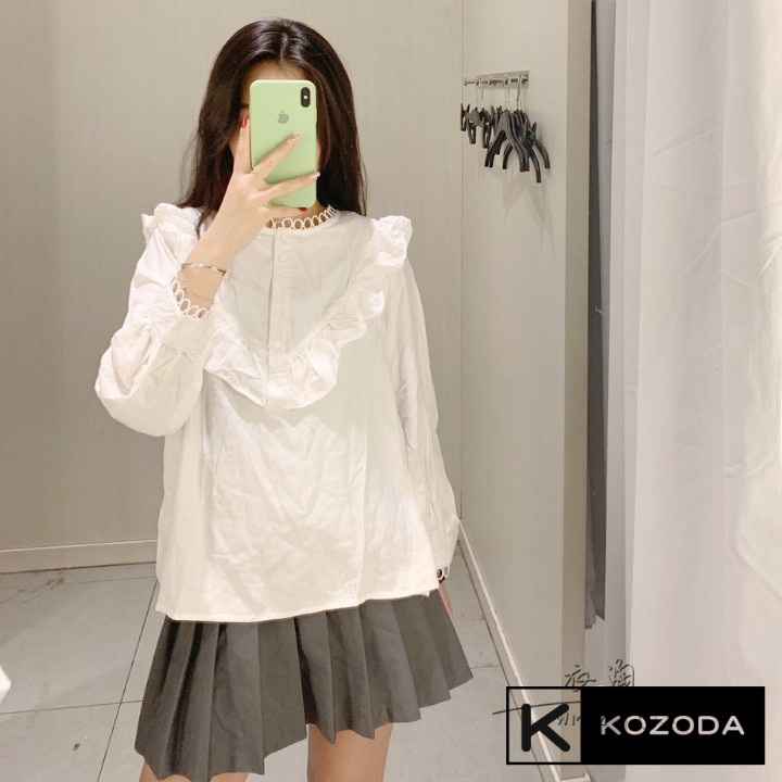 Áo Sơ Mi Kiểu Nữ Màu Trắng đẹp dài tay phong cách ulzzang vintage hàn quốc cao cấp họa tiết ren kozoda SM11