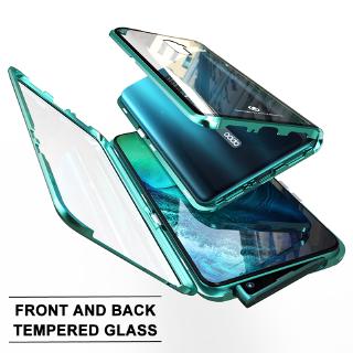 Double Tempered Glass Magnetic Phone Casing Case For OPPO Reno 10X Zoom F11 Pro Back Full protective Cover with Front + Black Tempered Glass